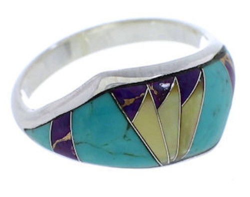 Multicolor Silver Southwestern Ring Size 7-3/4 EX50492