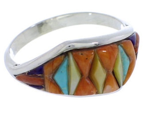 Genuine Sterling Silver Southwest Multicolor Ring Size 8-3/4 EX50505