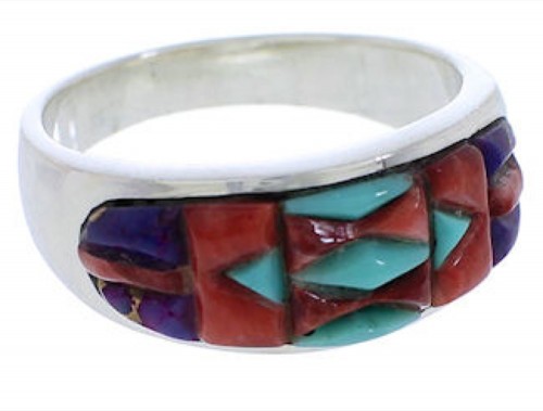 Sterling Silver Multicolor Southwest Ring Size 7-1/4 EX50599