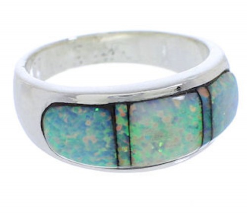 Opal Inlay Genuine Sterling Silver Ring Size 6-3/4 EX50605