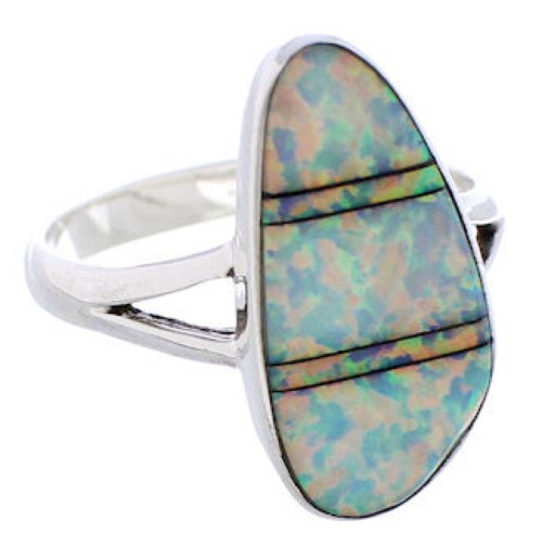 Sterling Silver Opal Southwest Ring Size 6-3/4 WX41643