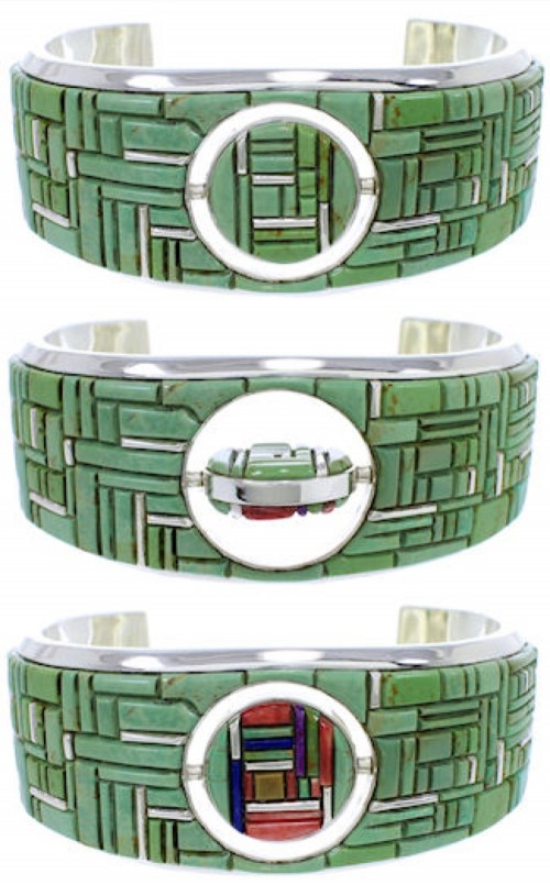 Southwest Silver Multicolor Reversible Cuff Bracelet Jewelry EX28447