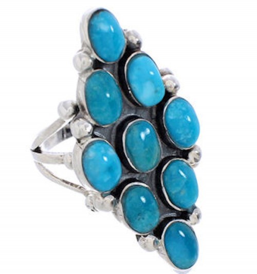 Genuine Sterling Silver And Turquoise Ring Size 5-1/2 WX36710