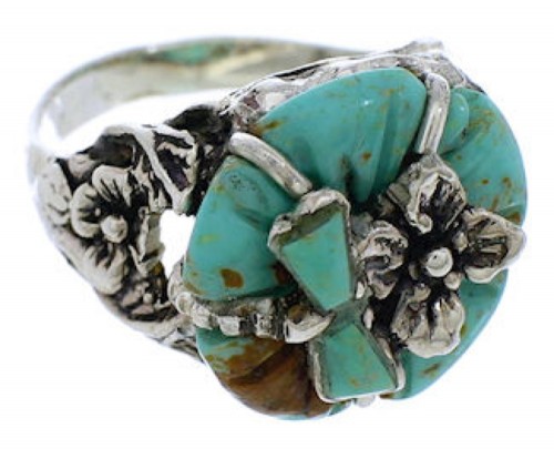 Southwest Jewelry Turquoise Dragonfly Flower Ring Size 6-1/4 EX23302