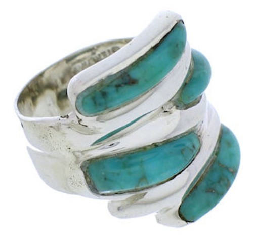 Silver Turquoise Inlay Ring Size 5-3/4 FX21938