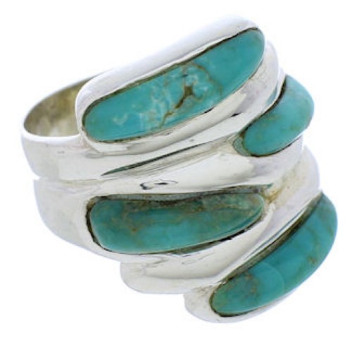 Southwest Silver Jewelry Turquoise Inlay Ring Size 4-1/2 FX22028