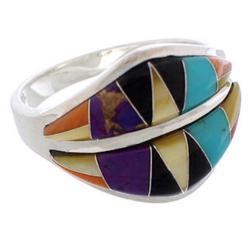 Sterling Silver Jewelry Turquoise Multicolor Ring Size 7-3/4 MX23425