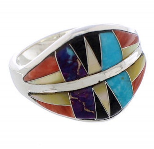 Southwest Sterling Silver Jewelry Multicolor Ring Size 6-3/4 MX23445