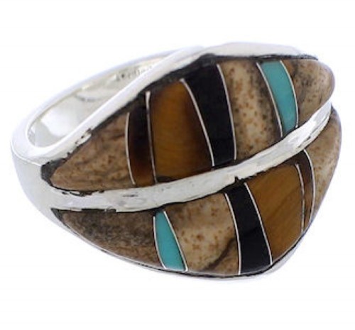 Tiger Eye Jewelry Multicolor Sterling Silver Ring Size 6-1/2 MX23488