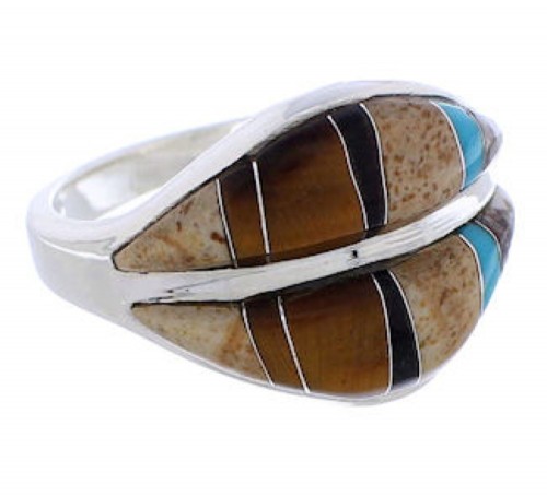 Sterling Silver Tiger Eye Multicolor Ring Size 7-3/4 MX23512
