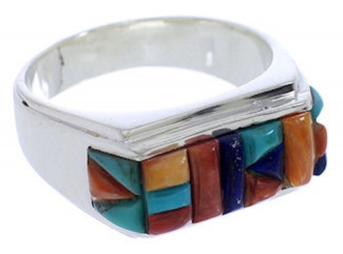 Sterling Silver Southwest Multicolor Jewelry Ring Size 9-1/2 EX22186