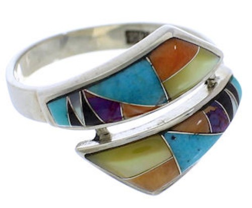 Multicolor Inlay Sterling Silver Ring Size 6-3/4 VX36353