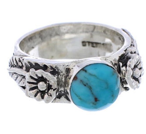 Sterling Silver Turquoise Southwestern Flower Ring Size 5 TX26899