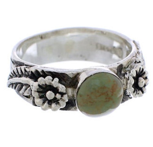 Flower Sterling Silver Turquoise Southwestern Ring Size 8-1/2 TX27973