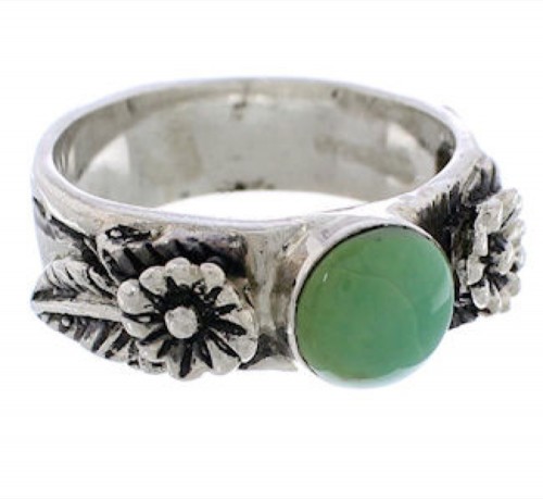 Southwest Sterling Silver Turquoise Flower Ring Size 6-1/4 TX28000