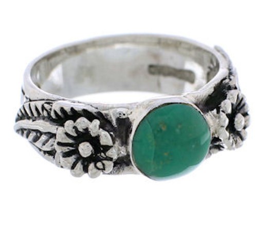 Southwest Silver Turquoise Flower Ring Jewelry Size 7-1/2 TX28004