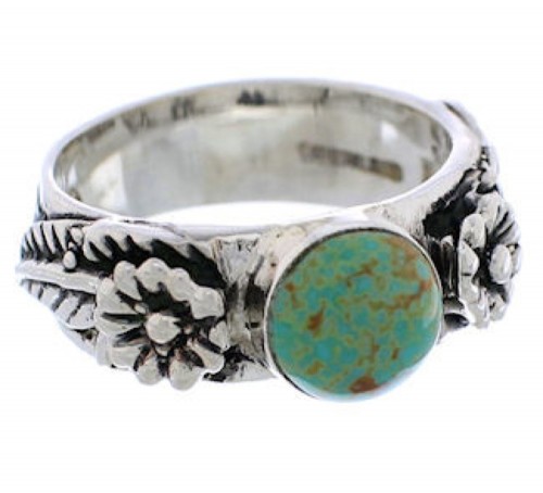 Silver Turquoise Flower Southwestern Jewelry Ring Size 6-1/4 TX28142