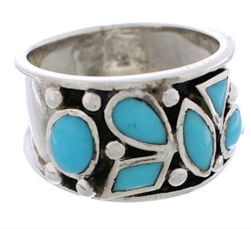 Sterling Silver Turquoise Southwestern Jewelry Ring Size 4-3/4 TX28258