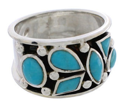 Southwestern Sterling Silver Jewelry Turquoise Ring Size 7-1/2 TX28273