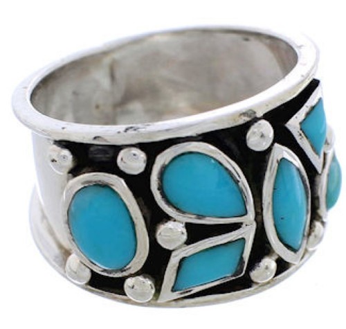 Southwest Sterling Silver Turquoise Ring Size 8-1/2 TX28278