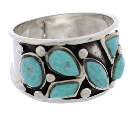 Sterling Silver Turquoise Southwest Jewelry Ring Size 7-3/4 TX28326
