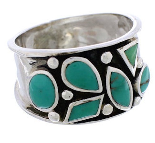 Southwest Sterling Silver Turquoise Ring Size 7 TX28352