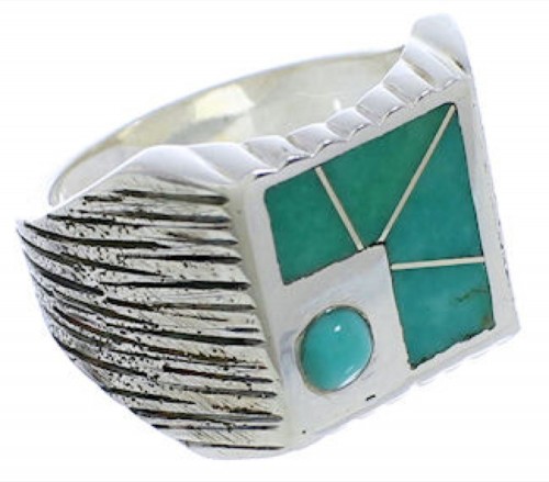 Silver And Turquoise Southwestern Ring Size 8-3/4 UX33218