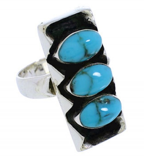 Southwestern Sterling Silver And Turquoise Ring Size 5 UX33243