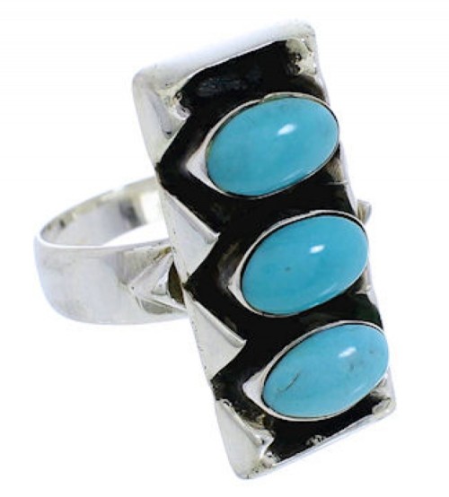 Turquoise And Sterling Silver Southwest Ring Size 8-1/4 UX33245