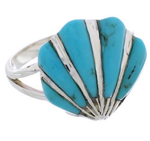 Turquoise Seashell Silver Ring Size 5 FX22318