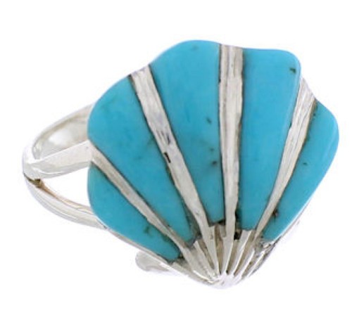 Seashell Southwest Silver Jewelry Turquoise Ring Size 6 FX22339