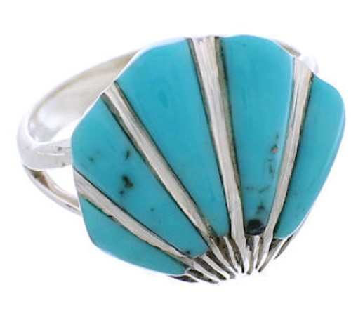 Turquoise Southwest Seashell Sterling Silver Ring Size 6-1/2 FX22361
