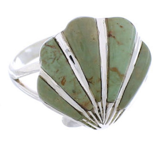 Seashell Sterling Silver Turquoise Inlay Ring Size 6 FX22384