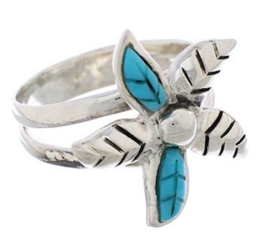 Turquoise Southwest Sterling Silver Flower Ring Size 6-1/2 FX22246