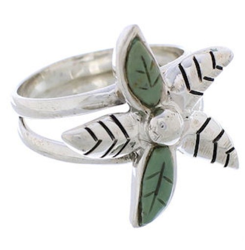 Turquoise Silver Southwest Flower Ring Size 6-1/4 FX22285