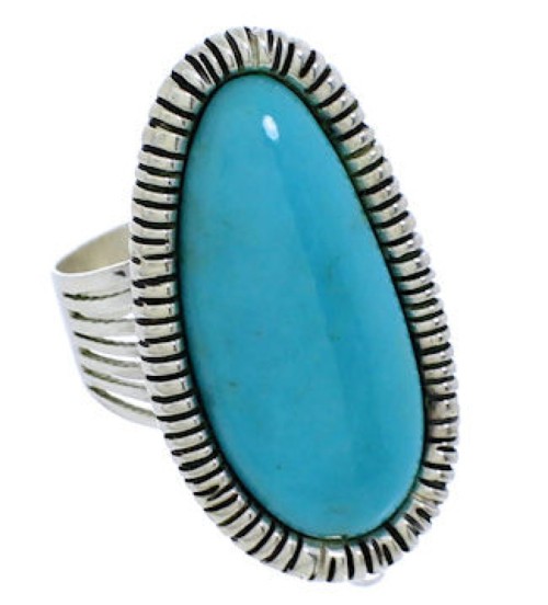 Southwestern Turquoise Jewelry Sterling Silver Ring Size 5-1/4 PX41443