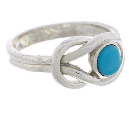 Southwestern Sterling Silver Turquoise Ring Size 5-3/4 UX35611