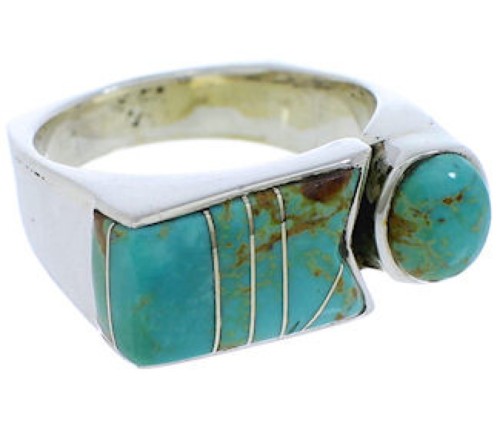 Authentic Sterling Silver And Turquoise Ring Size 8-3/4 UX39661