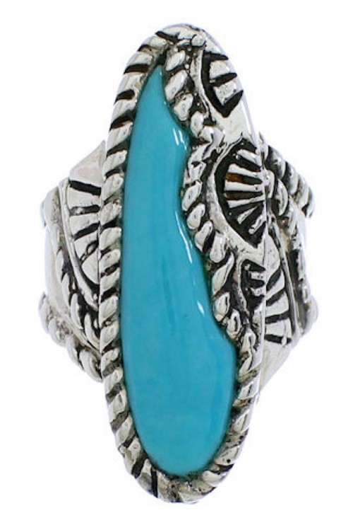 Silver Turquoise Jewelry Southwest Ring Size 6-1/4 FX22555