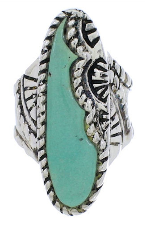 Genuine Sterling Silver Turquoise Jewelry Ring Size 5-1/4 FX22589