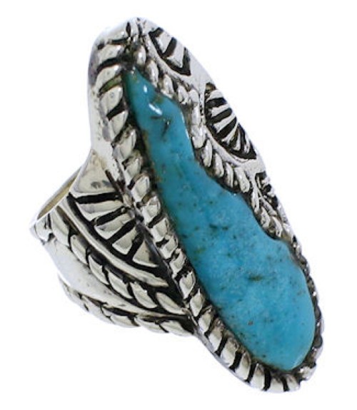 Turquoise Southwestern Silver Ring Size 7-1/2 FX22606