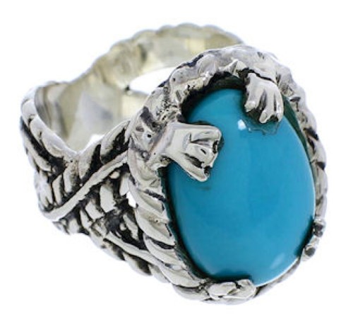 Turquoise Jewelry Genuine Sterling Silver Ring Size 6-3/4 FX22770