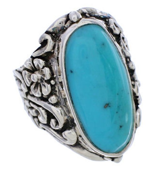 Flower Genuine Silver Turquoise Jewelry Ring Size 6-1/4 YX34267