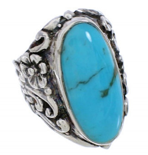 Turquoise Southwest Silver Flower Ring Size 5 YX34283