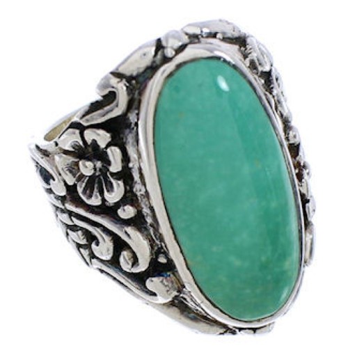 Turquoise Silver Flower Southwest Jewelry Ring Size 6-1/2 YX34407