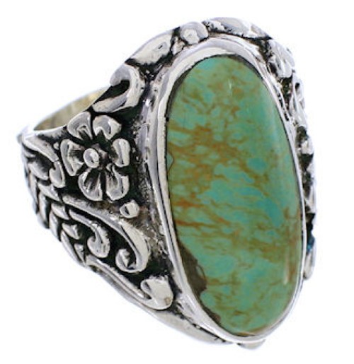 Turquoise Sterling Silver Flower Jewelry Ring Size 5-1/4 YX34576