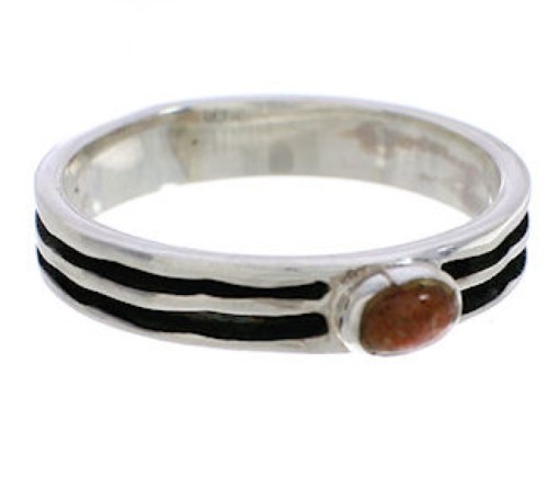 Silver Apple Coral Southwest Stackable Ring Size 5 UX34612