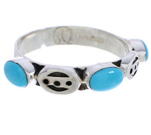 Genuine Sterling Silver Turquoise Stackable Ring Size 7-3/4 UX34770