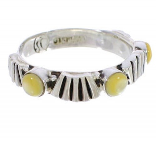 Southwest Yellow Mother Of Pearl Stackable Ring Size 8-1/2 UX34846