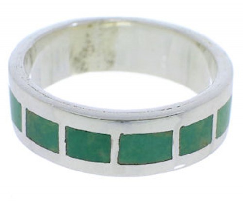 Silver And Turquoise Inlay Jewelry Ring Size 8-1/4 UX37490